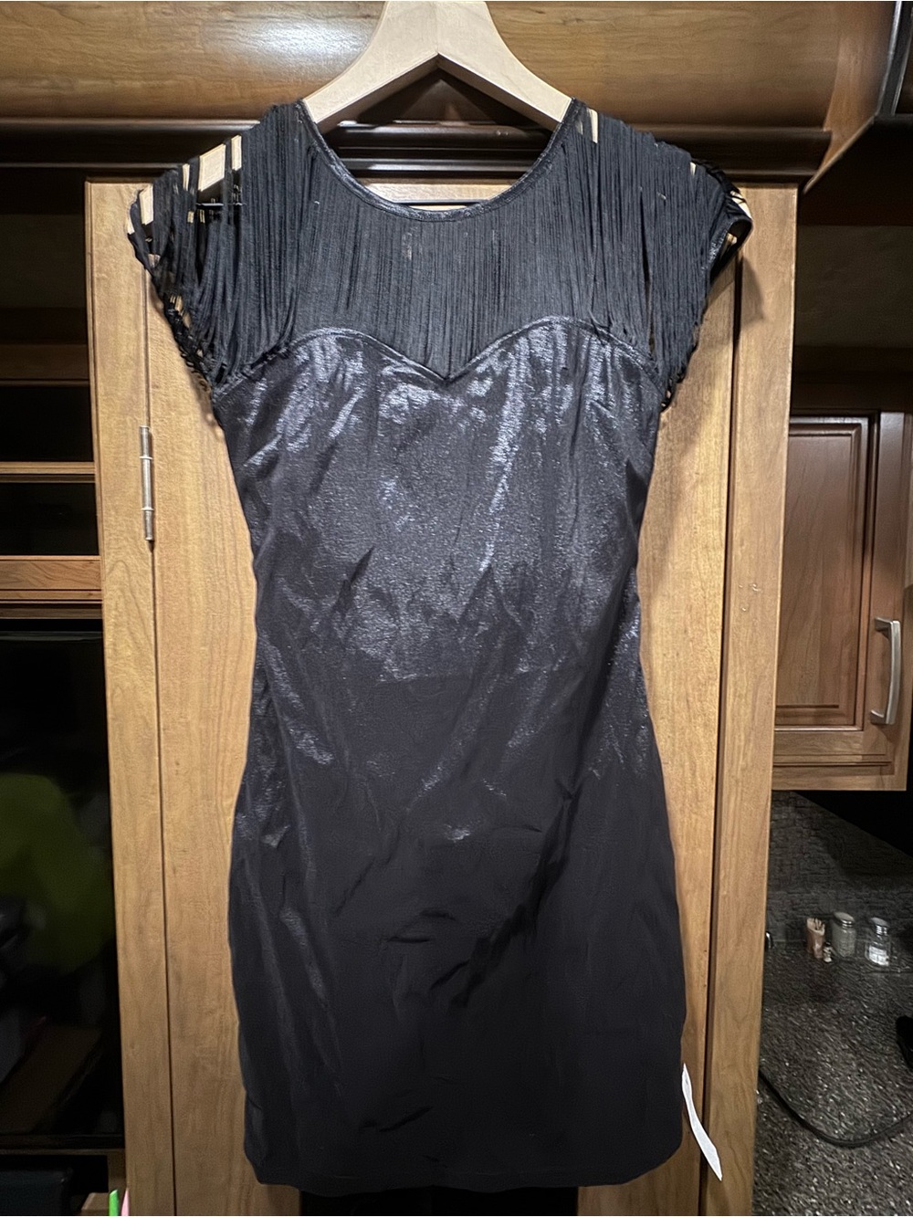 Chic Black Mini Dress with Fringe Detail